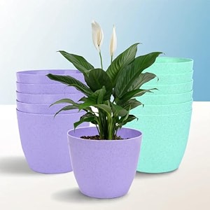kuber industries plastic hanging flower pot for balcony amp railing set of 6 blue-18x18x59 cm
