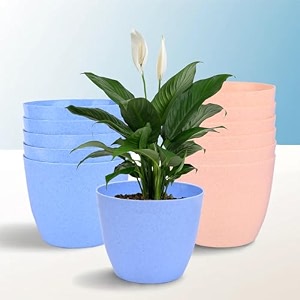 kuber industries plastic hanging flower pot for balcony amp railing set of 6 blue-18x18x59 cm