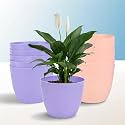 Kuber Industries Plastic Hanging Flower Pot for Balcony &amp; Railing Set of 6 (Blue)-18x18x59 cm