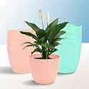 Kuber Industries Plastic Hanging Flower Pot for Balcony &amp; Railing Set of 6 (Blue)-18x18x59 cm