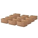 Kuber Industries Pack of 12 Foldable Multi-purpose Cloth Organizer for Storage with Drawing Handle | Durable Organisers Storage Box for Clothes/Toys | Check Design - Beige