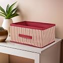 Kuber Industries Foldable Multi-purpose Cloth Organizer for Storage with Drawing Handle | Durable Organisers Storage Box for Clothes/Toys | Lining Print - Pink