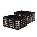 Kuber Industries Pack of 2 Foldable Multi-purpose Cloth Organizer for Storage with Drawing Handle | Durable Organisers Storage Box for Clothes/Toys | Check Design -Black