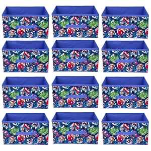 kuber industries pack of 12 foldable storage organiser  marvel avengers print storage box for books amp toys  cloth organizer for wardrobe  cupboard drawer organizer  blue