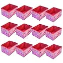 Kuber Industries Pack of 12 Foldable Storage Organiser | Disney Princess Print Storage Box for Books &amp; Toys | Cloth Organizer for Wardrobe | Cupboard Drawer Organizer | Pink