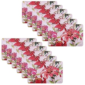 kuber industries pvc refrigerator shelf liner pack of 6  washable flower print  blue