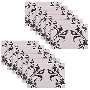 kuber industries pack of 6 fridge shelf mat  mats for fridge shelves  washable refrigerator mat  bird print fridge sheet  white amp black