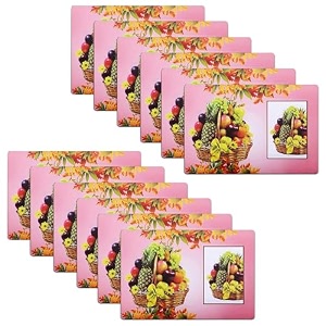 kuber industries pack of 12 fridge shelf mat  mats for fridge shelves  washable refrigerator mat  fruit basket print fridge sheet  pink