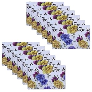kuber industries pvc refrigerator shelf liner pack of 6  washable flower print  blue