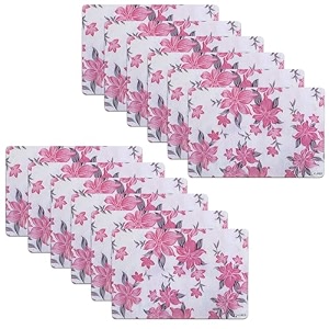 kuber industries pack of 12 fridge shelf mat  mats for fridge shelves  washable refrigerator mat  barik flower print fridge sheet  pink