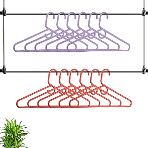 kuber industries multi-purpose hangers pack of 12 for trouser coat dresses amp ties - plastic clothes almirah for wardrobe cabinets closet - american style - purple amp red