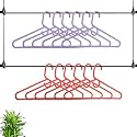 Kuber Industries Multi-Purpose Hangers (Pack of 12) for Trouser, Coat, Dresses &amp; Ties - Plastic Clothes Almirah for Wardrobe, Cabinets Closet - American Style - Purple &amp; Red