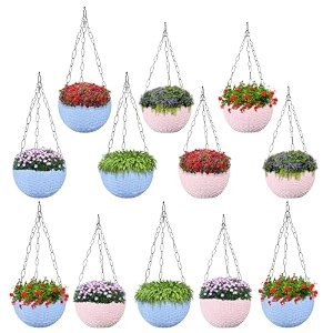 kuber industries pack of 2 hanging flower pot for living room home-lawns amp gardening  flower planter for balcony  marble euro  7 inch  beige