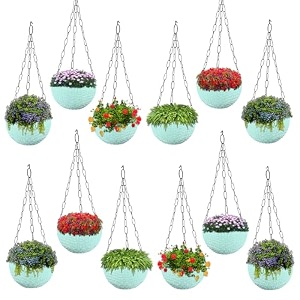 kuber industries pack of 2 hanging flower pot for living room home-lawns amp gardening  flower planter for balcony  marble euro  7 inch  beige