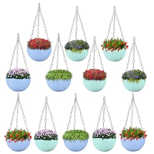 kuber industries pack of 2 hanging flower pot for living room home-lawns amp gardening  flower planter for balcony  marble euro  7 inch  beige