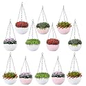 Kuber Industries Pack of 2 Hanging Flower Pots for Living Room, Home-Lawns &amp; Gardening | Flower Planter for Balcony | Marble Euro | 7 Inch | Beige &amp; Pink