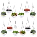 Kuber Industries Pack of 2 Hanging Flower Pot for Living Room, Home-Lawns &amp; Gardening | Flower Planter for Balcony | Marble Euro | 7 Inch | Beige