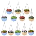 Kuber Industries Pack of 2 Hanging Flower Pot for Living Room, Home-Lawns &amp; Gardening | Flower Planter for Balcony | Marble Euro | 7 Inch | Beige