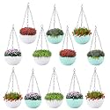 Kuber Industries Pack of 2 Hanging Flower Pots for Living Room, Home-Lawns &amp; Gardening | Flower Planter for Balcony | Marble Euro | 7 Inch | Beige &amp; Pink