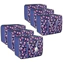 Kuber Industries Pack of 12 Nylon 85L Large King Size Underbed Storage Box | Blanket Storage Bags/Cover Double Bed Storage Bag | Storage Bag for Clothes, Documents, Books, Toys | Flower - Navy Blue