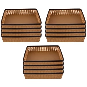 kuber industries pack of 12 office desk tray  plastic stationary document tray  file paper tray for office  storage tray for kitchen books  brown