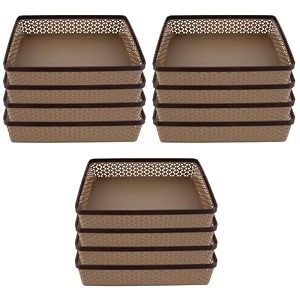 kuber industries pack of 12 office desk tray  plastic stationary document tray  file paper tray for office  storage tray for kitchen books  coffee
