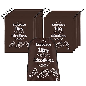 kuber industries pack of 12 shoe bag for travel  drawstring footwear pouches amp toiletries packing bagscovers for travelling  printed - brown