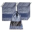 Kuber Industries Pack of 12 Shoe Bag for Travel | Drawstring Footwear Pouches &amp; Toiletries Packing Bags/Covers for Travelling | Flowers - Navy Blue