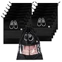Kuber Industries Pack of 12 Shoe Bags | Shoe Bags for Travel | Non-Woven Shoe Storage Bags | Storage Organizers Set | Shoe Cover with Transparent Window | Shoe Dori Cover | Black