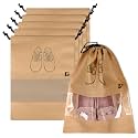 Kuber Industries Pack of 6 Shoe Bags | Shoe Bags for Travel | Non-Woven Shoe Storage Bags | Storage Organizers Set | Shoe Cover with Transparent Window | Shoe Dori Cover | Beige