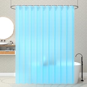 kuber industries pack of 12 shower curtains for bathroom  waterproof curtains with hooks  pvc self lining design curtain  7 feet  sky blue