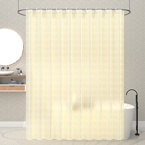 kuber industries shower curtains for bathroom  waterproof curtains with hooks  pvc self lining design curtain  7 feet  cream