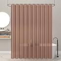 Kuber Industries Shower Curtains for Bathroom | Waterproof Curtains with Hooks | PVC Self Lining Design Curtain | 7 Feet | Brown