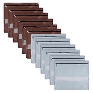 kuber industries pack of 12 single saree bags  clothes bags for storage  non-woven wardrobe organizer  mesh window cloth storage bags set  single packing saree bags  brown amp gray