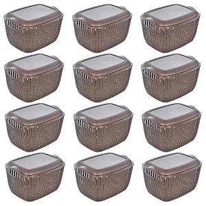 kuber industries pack of 3 storage basket  small m 15  multipurposes countertop baskets  basket for storage kitchen stationary  cabinets storage organizer  brown