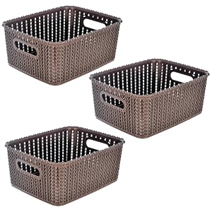 kuber industries pack of 6 storage basket  large m 20  multipurposes countertop baskets  basket for storage kitchen stationary  cabinets storage organizer  brown