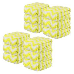 kuber industries pack of 12 super absorbent amp reusable microfibre face towel for women  15x15 in  250 gsm kids soft amp easy to wash small towels for face and hand  zig zag green