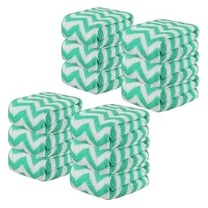 kuber industries pack of 12 super absorbent amp reusable microfibre face towel for women  15x15 in  250 gsm kids soft amp easy to wash small towels for face and hand  zig zag green