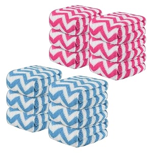kuber industries pack of 12 super absorbent amp reusable microfibre face towels for women  15x15 in  kids soft amp easy to wash small towels for face and hand  zig zag pink amp blue