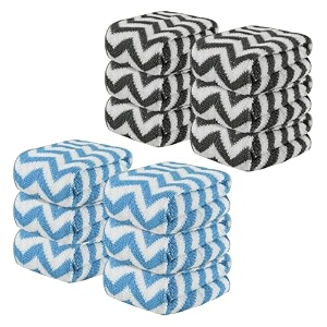 kuber industries pack of 12 super absorbent amp reusable microfibre face towels for women  15x15 in  kids soft amp easy to wash small towels for face and hand  zig zag grey amp blue