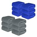 Kuber Industries Pack of 12 Super Absorbent &amp; Reusable Microfibre Face Towel for Women | 15x15 in | 250 GSM Kids Soft &amp; Easy to Wash Small Towels for Face and Hand | Plain Grey &amp; Blue
