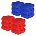 Kuber Industries Pack of 12 Super Absorbent &amp; Reusable Microfibre Face Towel for Women | 15x15 in | 250 GSM Kids Soft &amp; Easy to Wash Small Towels for Face and Hand | Plain Red &amp; Blue