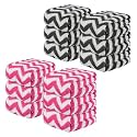 Kuber Industries Pack of 12 Super Absorbent &amp; Reusable Microfibre Face Towels for Women | 15x15 in | Kids Soft &amp; Easy to Wash Small Towels for Face and Hand | Zig Zag Grey &amp; Pink
