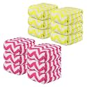 Kuber Industries Pack of 12 Super Absorbent &amp; Reusable Microfibre Face Towels for Women | 15x15 in | Kids Soft &amp; Easy to Wash Small Towels for Face and Hand | Zig Zag Yellow &amp; Pink