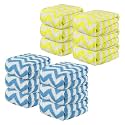 Kuber Industries Pack of 12 Super Absorbent &amp; Reusable Microfibre Face Towels for Women | 15x15 in | Kids Soft &amp; Easy to Wash Small Towels for Face and Hand | Zig Zag Yellow &amp; Blue