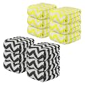 Kuber Industries Pack of 12 Super Absorbent &amp; Reusable Microfibre Face Towels for Women | 15x15 in | Kids Soft &amp; Easy to Wash Small Towels for Face and Hand | Zig Zag Yellow &amp; Grey