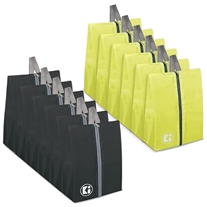 kuber industries 6 piece non woven travel shoe cover string bag organizer black -ctmtc039486