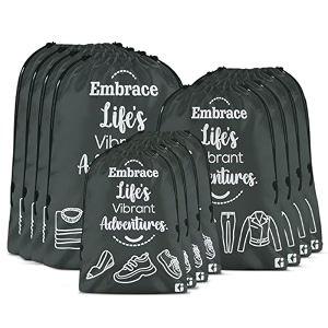 kuber industries pack of 12 travel organizer combo set  storage bags set  water-resistant organizer for shoe-laundry-lingerie  cloth carrying bag  each 4 pieces small-medium-large  gray