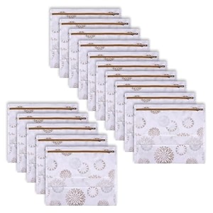 kuber industries pack of 15 single saree bags  clothes bags for storage  non-woven wardrobe organizer  mesh window cloth storage bags set  single packing saree bags  gola-print  white