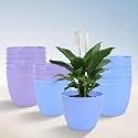 Kuber Industries Plastic Hanging Flower Pot for Balcony &amp; Railing Set of 6 (Blue)-18x18x59 cm